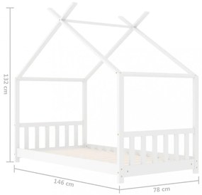 fehér tömör fenyőfa gyerekágy-keret 70 x 140 cm