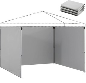 Outsunny 3 darabos pavilon oldalfal 3×3 m — cipzáras, UPF50+, vízlepergető 210D Oxford, világosszürke | Aosom