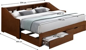 Kihúzható ágy, dió, MONETA