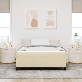 Boxrugós ágy Krém és fekete 140 x 200 cm Textil és mérnöki fa
