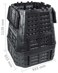 fekete kerti komposztáló 93,3 x 93,3 x 113 cm 740 l