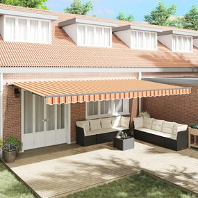 Kézi behúzható napellenző sárga és narancs 600x300 cm