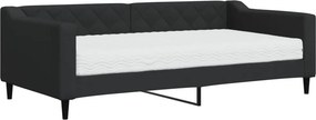 vidaXL fekete szövet kanapéágy matraccal 90 x 190 cm