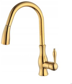 Mexen Savita kihúzható zuhanyfejes mosogató csaptelep - arany (672601-50)