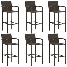 7 részes barna polyrattan kültéri bárszett kartámasszal