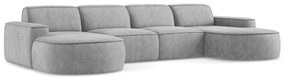 Világosszürke zsenília sarokkanapé (U alakú) Omao – Makamii