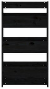 fekete 3 szintes tömör fenyőfa fali virágtartó 60x18,5x110 cm