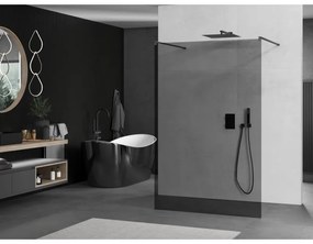 Mexen Kioto, Walk-In zuhany paraván 120 x 200 cm, 8 mm szürke üveg, grafit profil, 800-120-002-95-40