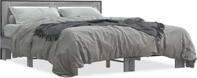 vidaXL szürke sonoma szerelt fa és fém ágykeret 150 x 200 cm