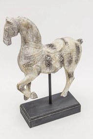 Ló figura Műanyag Krém, Fekete 48x32x12cm