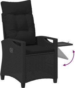 Fekvő Kerti Szék Fekete 56 x 60 x 112 cm polirattan