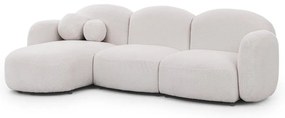 Krémszínű buklé sarokkanapé (bal oldali-heverő résszel) Orbit – Ropez