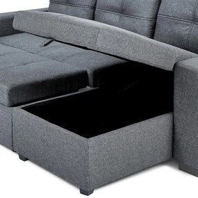 Catini PORTIVA univerzális sarokkanapé tárolóval és USB-csatlakozóval, szürke