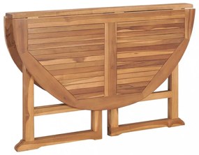összecsukható tömör tíkfa kerti étkezőasztal Ø110 x 75 cm