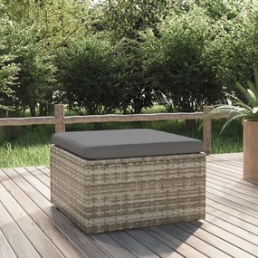 vidaXL szürke polyrattan kerti lábtartó párnával 55 x 55 x 30 cm