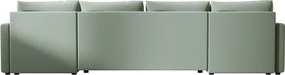 Kinyitható U alakú ülőgarnitúra VENORIA 285x146 cm, világoszöld