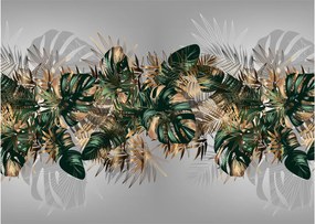 Kép - Gold-green, trópusi levelek (üvegen) (70x50 cm)