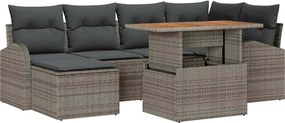vidaXL Kerti Kanapé Szett 7 pcs Szürke Poli rattan és porbevonatú acél