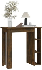 Füstös tölgy színű szerelt fa bárasztal polccal 102x50x103,5 cm