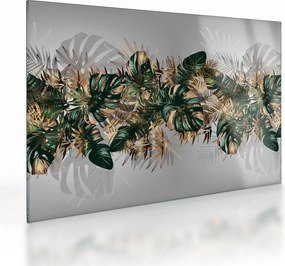 Kép - Gold-green, trópusi levelek (üvegen) (70x50 cm)