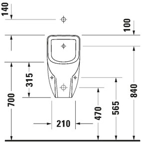 Duravit 828300000 - D-CODE piszoár, felső bekötés, hátsó lefolyás, kerámia/fényes fehér