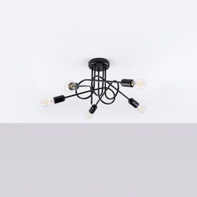 Sollux SL.1435 - Felületre szerelhető csillár  LOOP 5xE27/15W/230V fekete