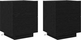 vidaXL Éjjeliszekrény 2 pcs Fekete tölgy 45 x 40 x 55 cm Faanyag