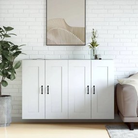 2 db fehér szerelt fa falra szerelhető szekrény