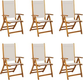 vidaXL 6 db tömör akácfa és textilén összecsukható kerti szék