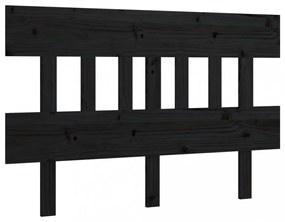 fekete tömör fenyőfa ágyfejtámla 123,5x3x81 cm