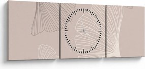 Kép - Bézs színű levelek N⁰6 (órával) (90x30 cm)