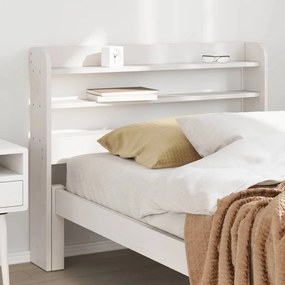 fehér tömör fenyőfa fejtámla polcokkal 75 cm