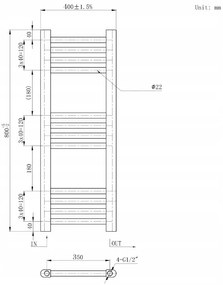 Erga Basic, fűtőelem 800x400 mm, 273 W, fekete, ERG-LAV-BASIC-8040-BK