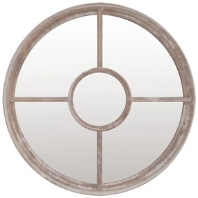 homokszínű kerek vas kerti tükör kültéri használatra 60 x 4 cm