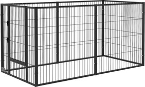 PawHut 6-panelos Állítható Kutyajátszó Állvány Állatkerítés Acélváz 82,5-150x79x81 cm Fekete | Aosom