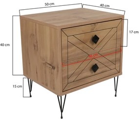 Éjjeli szekrényke LUNA 55x50 cm barna/fekete