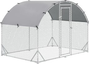 PawHut Kiskacsa Ól Szabadterű Kerítés Acélból, 280 x 190 x 197 cm Kiskacsa Ketrec UV-álló Borítással, Ajtóval, 4-6 Kiskacsához és Kisebb Állatokhoz, E