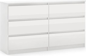 SIMPLE 120 6 fiókos komód fehér/fehér magasfényű