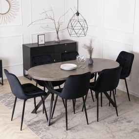 Kihúzható étkezőasztal 80–160 cm méretben, beton/fekete színben DORIAN