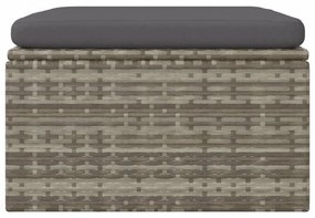 szürke polyrattan kerti lábtartó párnával 55 x 55 x 30 cm