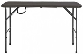 barna rattan hatású HDPE összecsukható kerti asztal 120x60x74cm