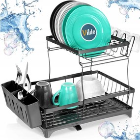Csepegtető Nagy Szárítógép edények tányérok evőeszközök 2 szintes kétszintes