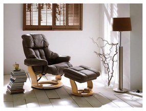 Calgary relax szett barna színű bőr kárpitozással natúr lábbal