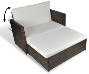 Barna kerti polyrattan kanapé