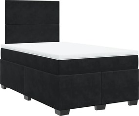 vidaXL fekete bársony rugós ágy matraccal 120 x 200 cm