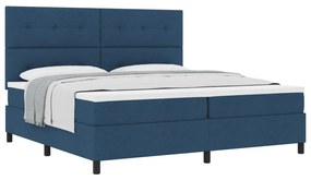 Boxspring Ágy Matraccal Kék 200x200 cm Szövet