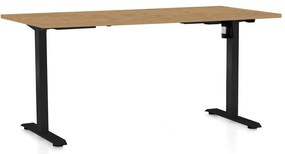 OfficeTech A állítható magasságú asztal, 160 x 80 cm, fekete alap, köves tölgy