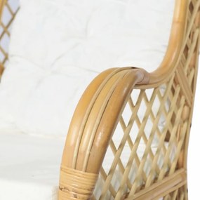 természetes rattan és lenvászon kanapé párnával