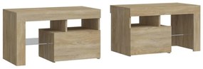 2 db sonoma tölgy színű LED-lámpás éjjeliszekrény 70x36,5x40 cm