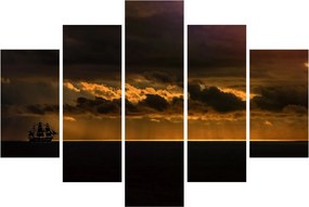 Egy vitorlás naplementekor képe (150x105 cm)